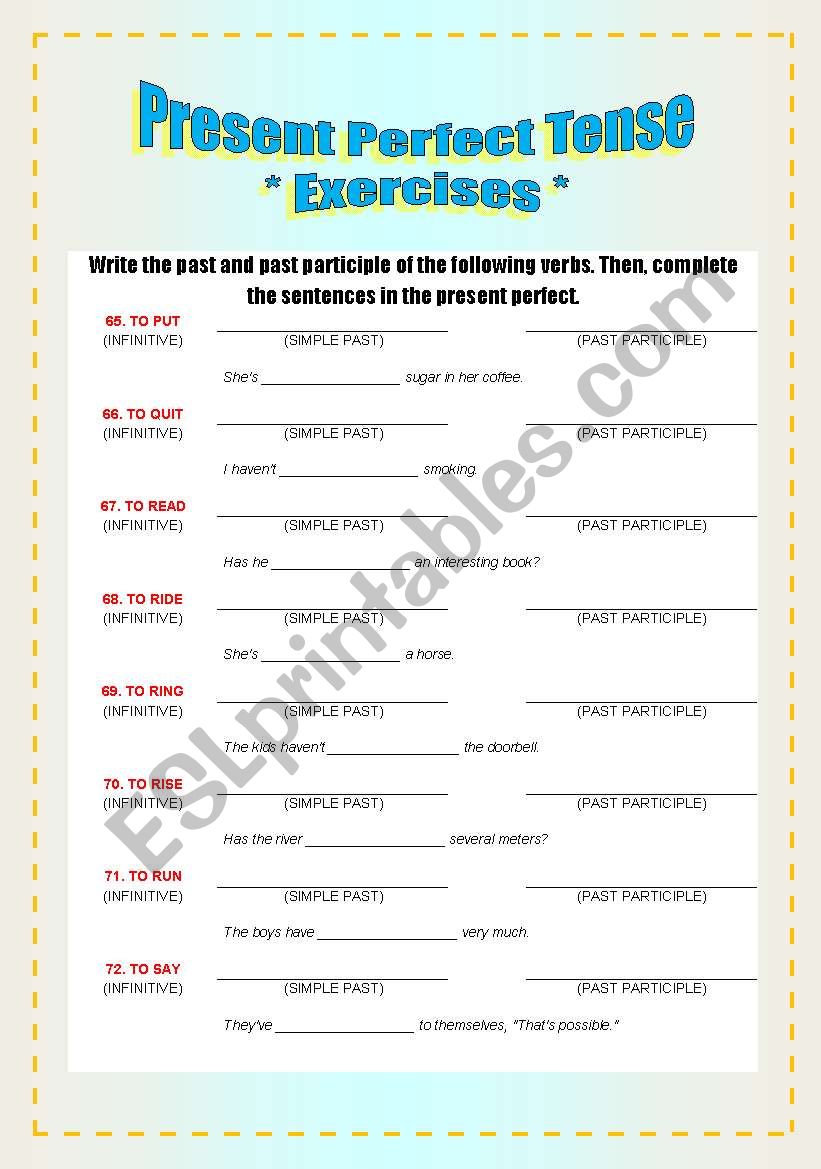 Exercises - Verbs & Present Perfect Tense [5-8]